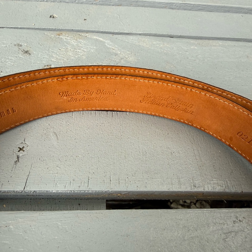Martin Dingman Leather Belt Brown Lizard Embossed Brass Buckle Size 40‎ Made USA